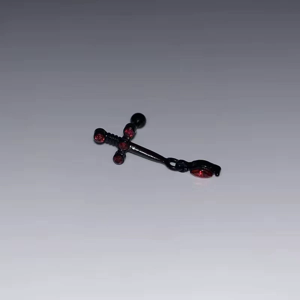 Red Diamond Sword Ear Bone Nail Single