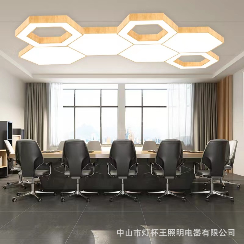 LED hexágono panal de abeja lámpara de modelado creativo candelabrera de madera redonda jardín de infantes baile sala de yoga lámpara comedor
