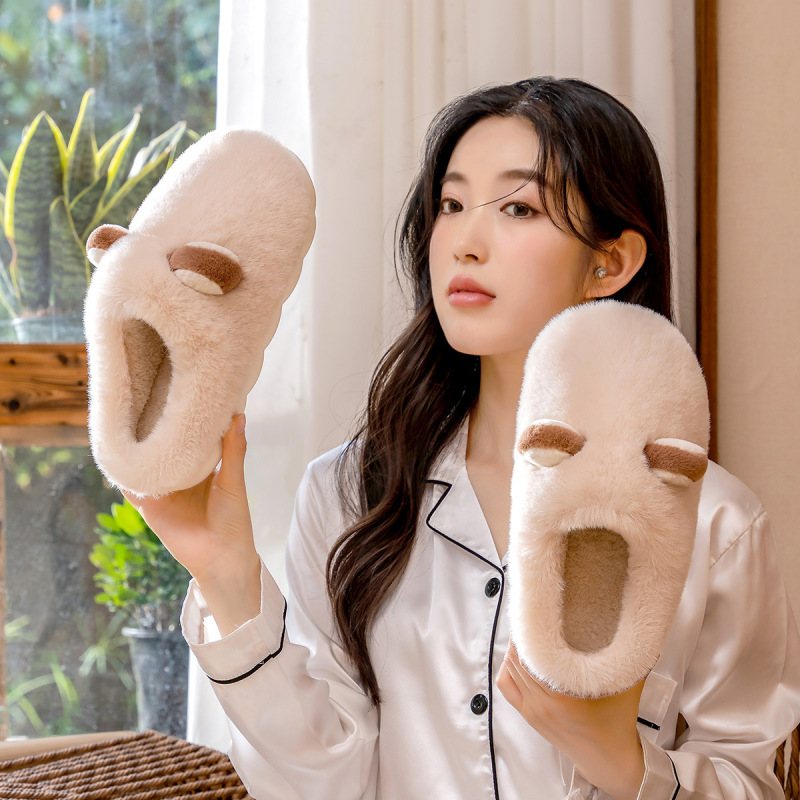 女性用冬用綿スリッパ、漫画の小さな羊のデザイン、室内用、滑り止め、暖かい、裏起毛、男性用秋冬用快適な綿スリッパ|undefined