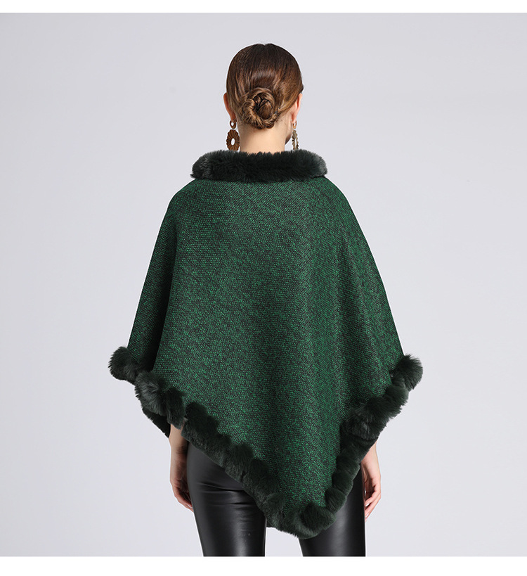 Stickad tröja i plusstorlek med fleece och tjock pälskrage_voghion.com