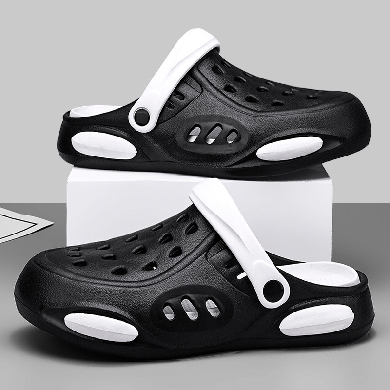 洞洞鞋男款夏季外穿防滑兩用拖鞋男士開車包頭半拖踩屎感運動涼鞋