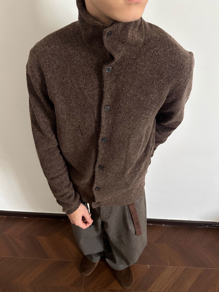 Literatura y arte versátil popular in simple Harajuku tendencia de moda nuevo suéter de cuello medio alto viejo estilo de dinero cardigan de punto