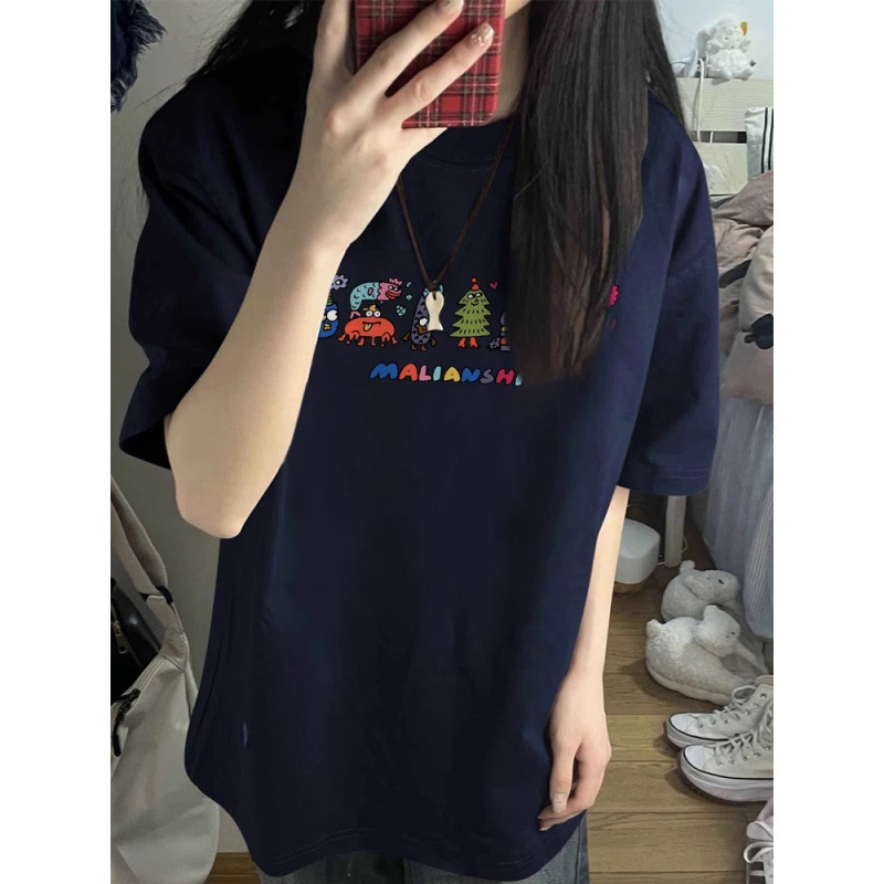 纯棉欧货美式正肩短袖T恤女2025新款爆款夏季宽松潮牌高级感上衣|undefined