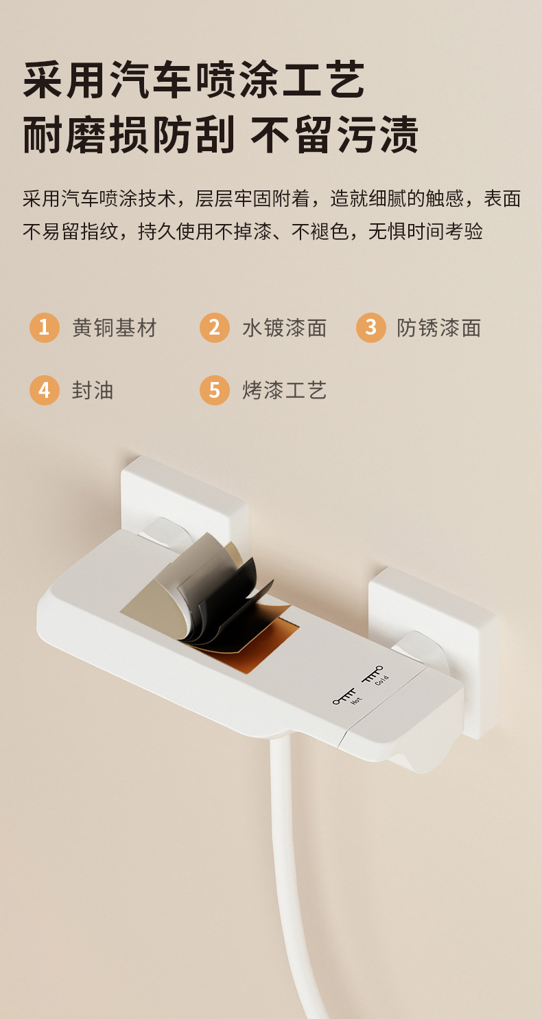 All-copper simple shower head set, bathroom, household white gun gray shower, overhead spray, hotel bathroom pressurized wholesale Application Scenario