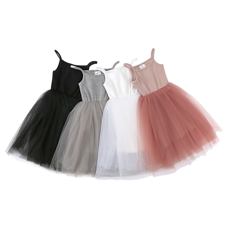 240g Weight Children's Dress Children's Clothing Type Princess Cute Solid Color Cotton Girls Dresses
