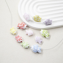 热带鱼通孔亚克力手绘鱼仿陶瓷珠散珠串珠diy手工项链手链配件