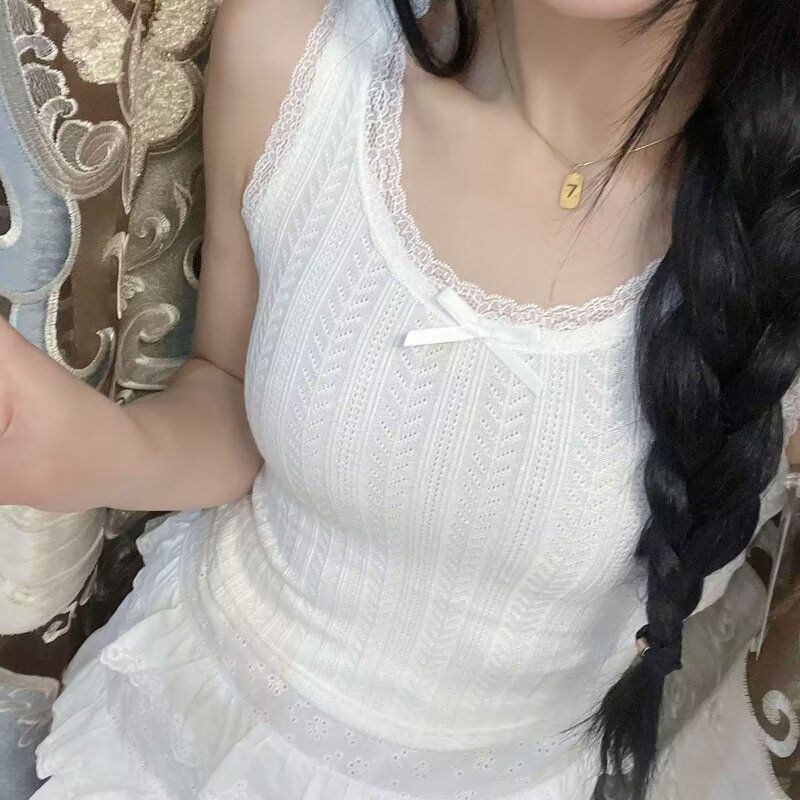 BM style Brandy same style Zhao Lusi same style eyelet lace short navel-exposed BM camisole inner top for women