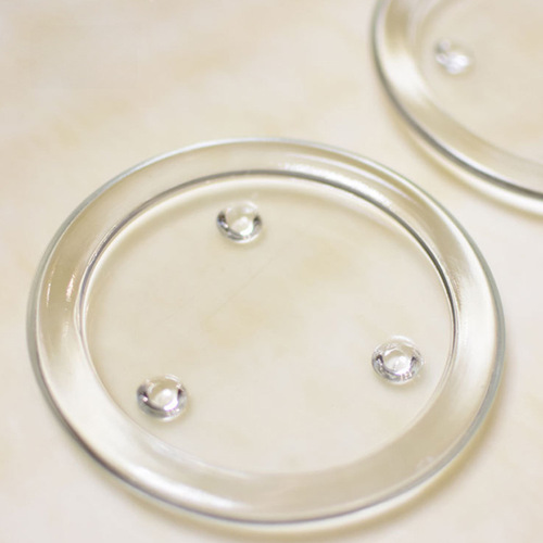 Glass candle holder, transparent glass round plate, romantic glass candle holder, glass candle tray, glass decorative item