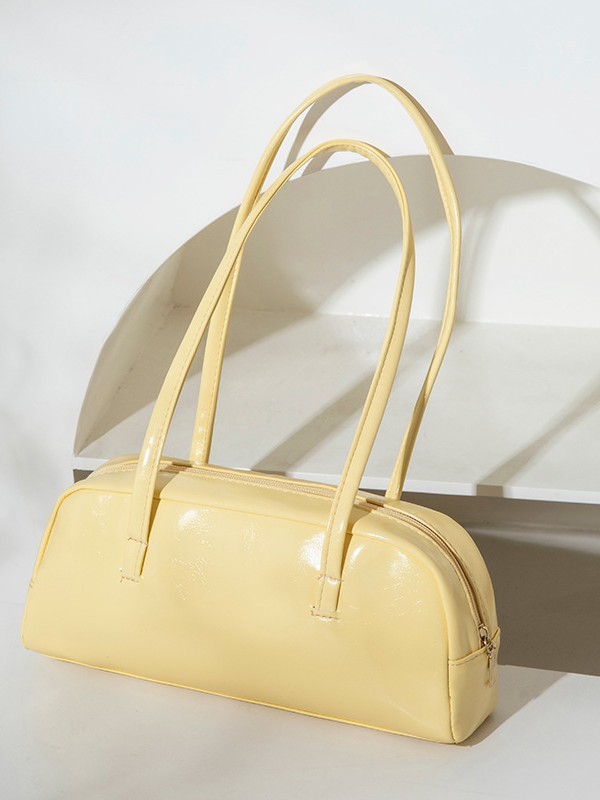 Bolso de Hombro y Axilar de Mano en Color Liso de PU Empalmado para Uso Diario
