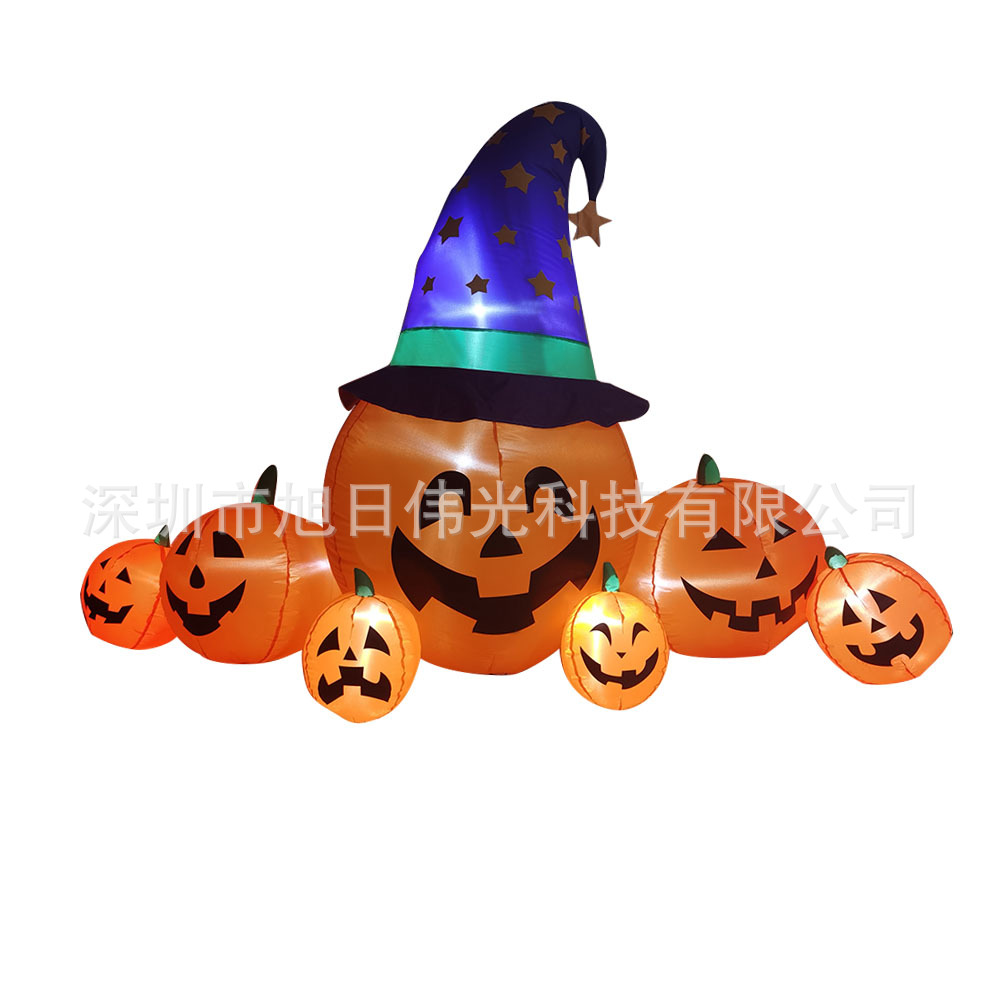 Cross border Halloween Air mold inflation Pumpkin 7 combination 2.4 luminescence courtyard Lawn Halloween prop Decoration