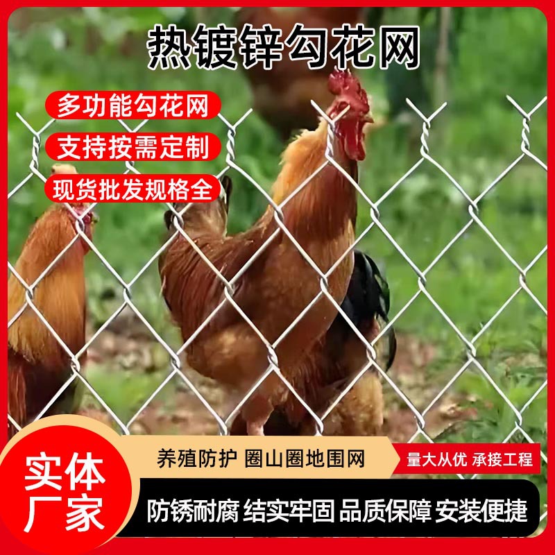 热镀锌勾花网圈地围栏网养鸡鸭牛养殖钢丝网果园铁丝网户外