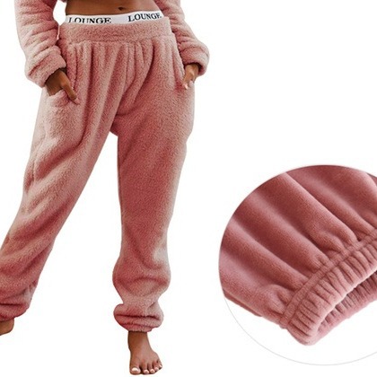 2023 ropa de mujer transfronteriza europea y americana Amazon AliExpress pantalones casuales de mujer de color sólido Pantalones deportivos de lana pantalones atados al tobillo image 5