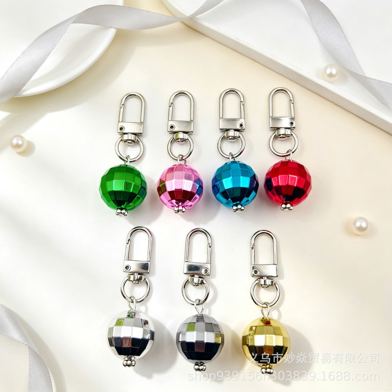 Cross-border color DISCO disco ball key chain toy laser ball pendant CCB mirror ball car pendant