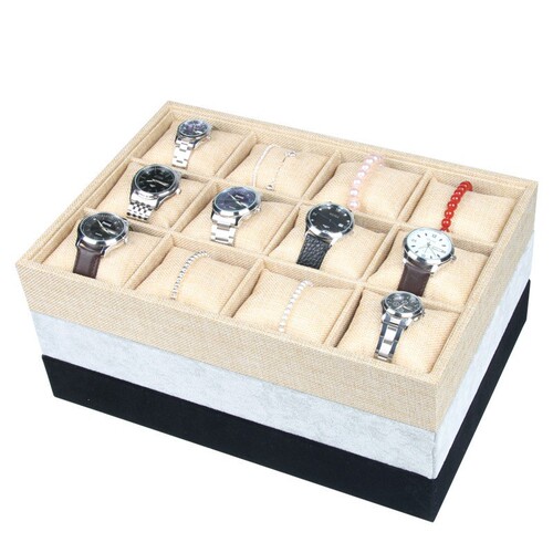 12-grid pillow watch bracelet tray jewelry box accessory display stand velvet jewelry tray counter storage box