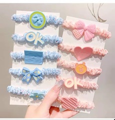 Love children's circle pleated fabric cartoon hair accessories fresh and clean high elasticity polka dot small intestine circle ball head tie for women