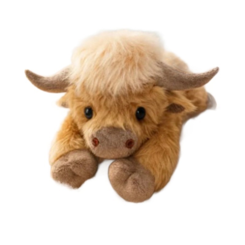 跨境新款Highland Cow Plush高地牛小牛毛绒公仔 牛年吉祥物棕色|undefined