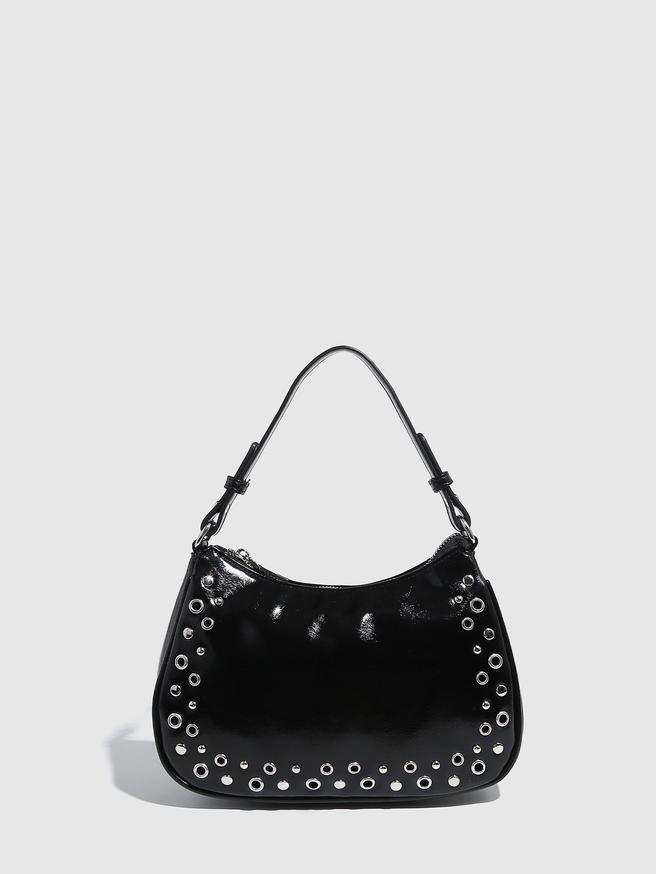 Transfronterizo 2025 nuevo remache hueco ajustable bolso punk bolso de muñeca con cremallera bolso de mujer al por mayor