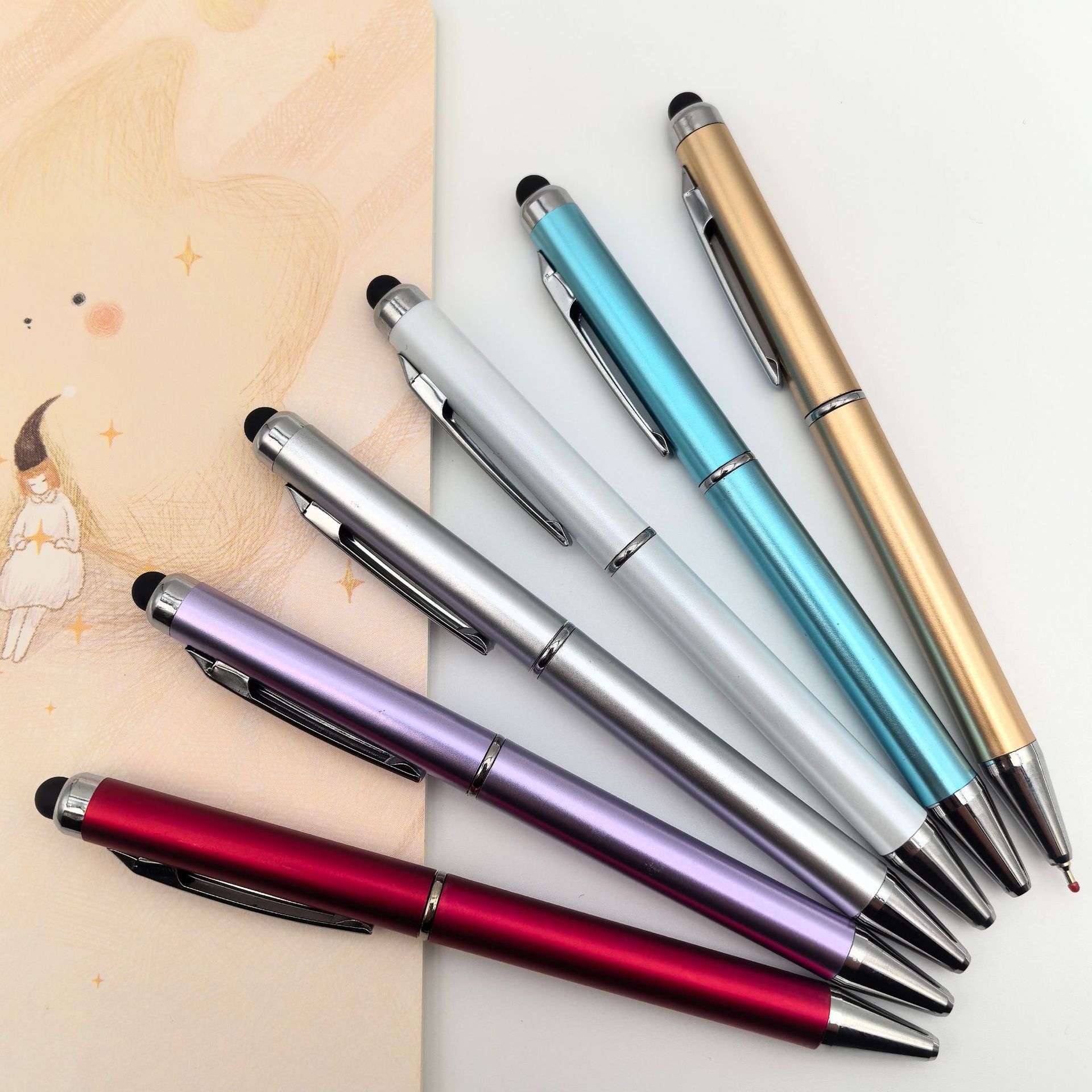 Lápiz táctil multifuncional con pluma de condensador de escritura manual de doble propósito para teléfono inteligente con pluma de bola de condensador de escritura manual universal