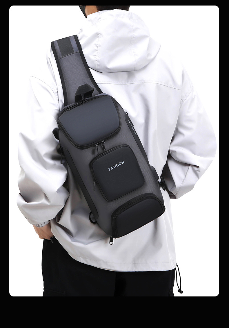 Men's chest bag, crossbody bag, men's fashionable and casual crossbody bag, crossbody backpack, single-shoulder bag, cross-border men's bag, chest bag, trendy undefined