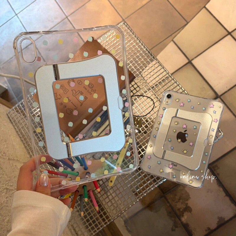 Korean-Style Polka Dot Star Design Suitable for Apple iPad Stand Case Air Protective Cover Mini Tablet Case Pro Stand 10Th Generation