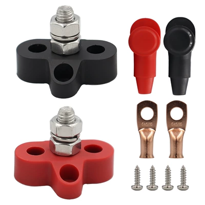 wire terminal M6/M8 wiring – Power supply, ignition system accessories - red-and-black-single-stud-m8