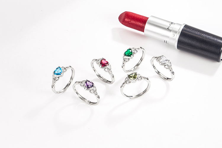 Fashion Heart Shape Copper Inlay Zircon Rings 1 Piece