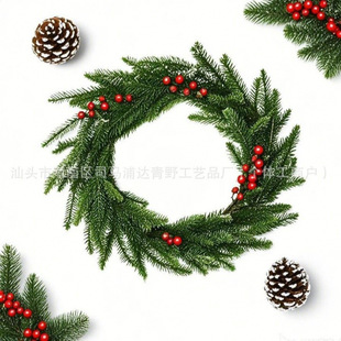 Cross-Border Christmas Decoration Christmas Wreath [Three-Pronged Pine Needles] Rattan Hanging Shopping Mall Shop Window Scene Layout Wall