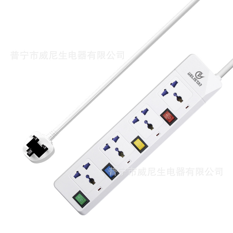 跨境专供插排排插国际通用孔4插孔多开关插线板外贸专供电源插座