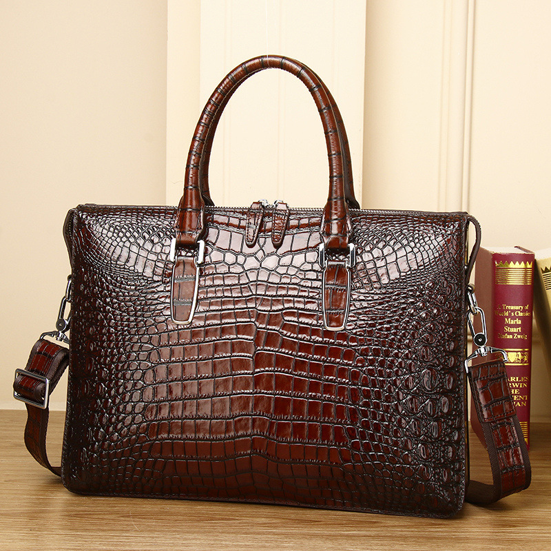 New Style Crocodile Leather Men's Handbag, Large Capacity, Multi-Compartment Men's Briefcase, Computer Bag, Business Shoulder Bag New Style Crocodile Leather Men's Handbag, Large Capacity, Multi-Compartment Men's Briefcase, Computer Bag, Business Shoulder Bag