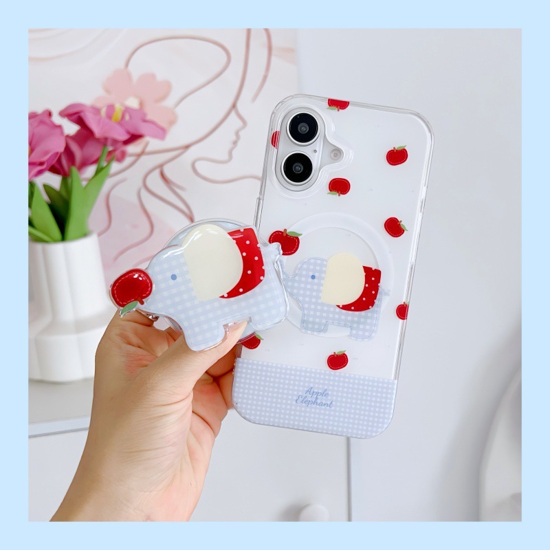 Divertido patrón de cuadros de dibujos animados azul Apple para iPhone16 funda para teléfono móvil 15ProMax magnético 14/13 nuevo 16Pro