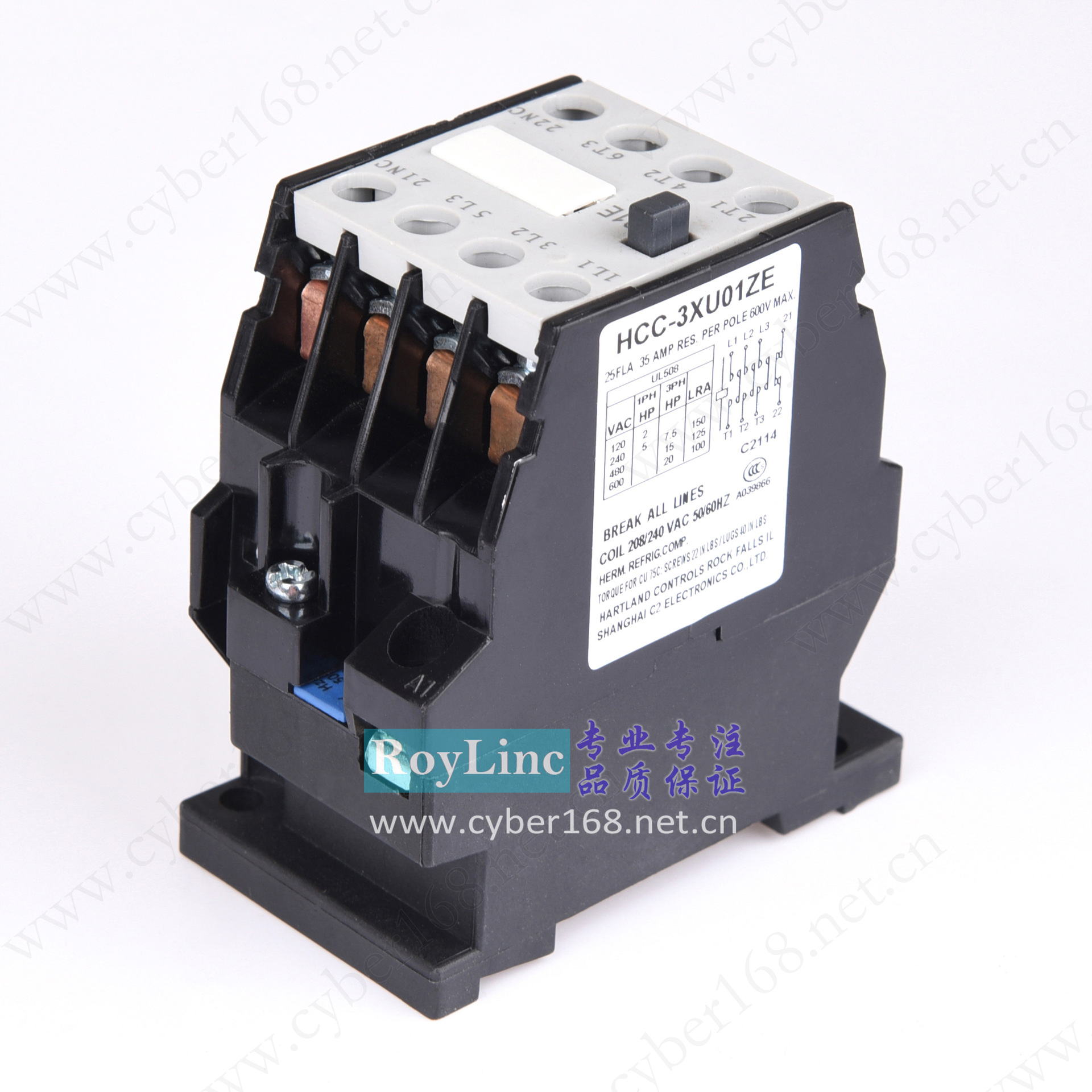 208V-240V 25A 3NO/1NC HCC-3XU01ZE 2501三相 三极交流接触器