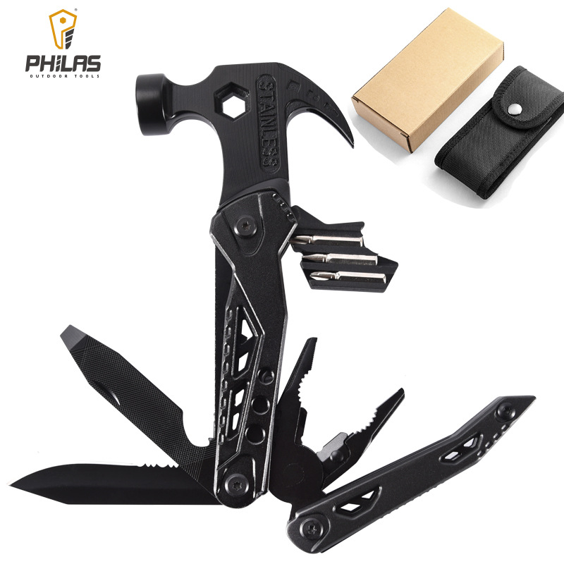 新款多功能羊角锤不锈钢刀钳野营组合工具便携式户外折叠羊角锤钳