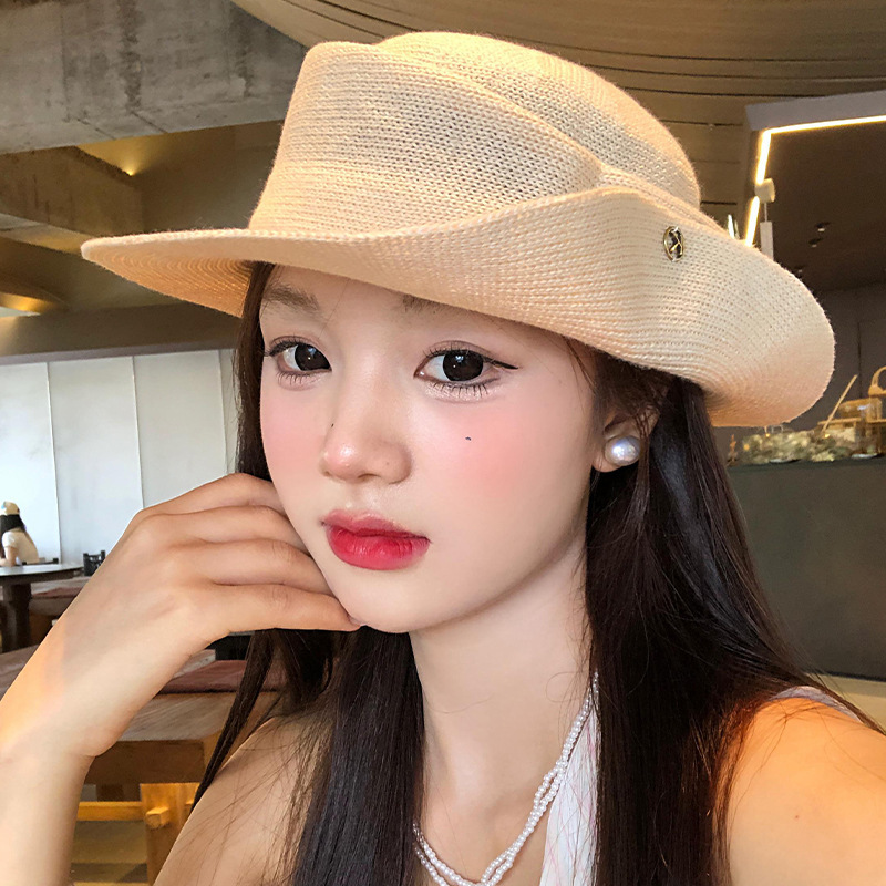 法式赫本风优雅礼帽女夏季薄款透气卷边千金风遮阳防晒太阳帽子|undefined