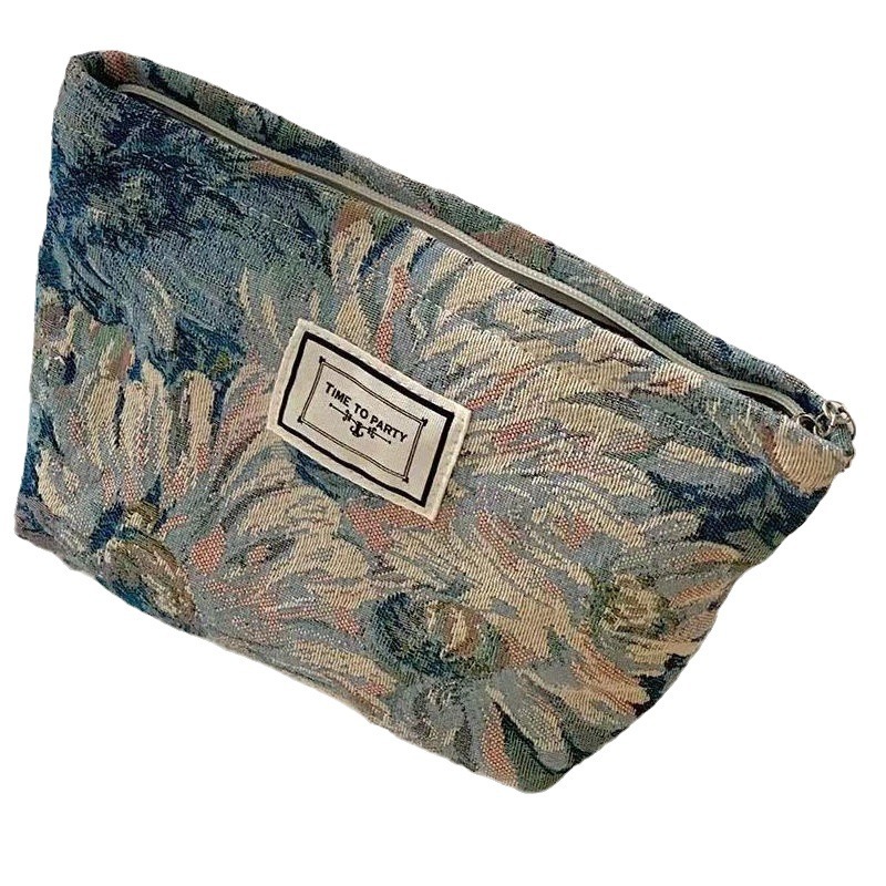 Bolsa de cosméticos original nicho diseño blanco y negro elegante a rayas retro artístico elegante portátil de mano bolsa de cosméticos al por mayor