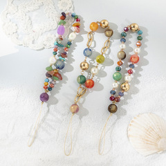 夏日炫彩巴洛克彩珠手機鏈夏日新款亞克力串珠ins風手機掛鏈掛飾