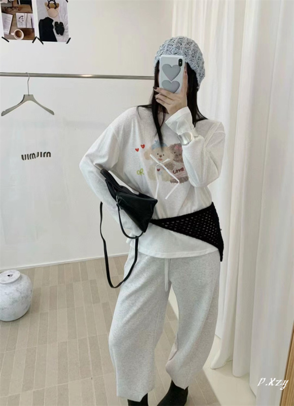 013秋季2025新款慵懒风松弛感宽松上衣早秋薄棉长袖打底衫女士T恤|undefined