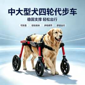 亚马逊中大型宠物残疾四轮代步车可调节折叠收纳宠物受伤保护轮椅