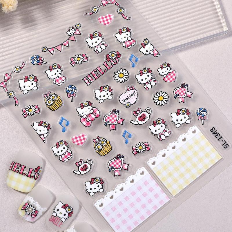 可爱KT猫美甲贴纸5D浮雕立体卡通hellokitty猫指甲贴纸饰品 SL款|undefined