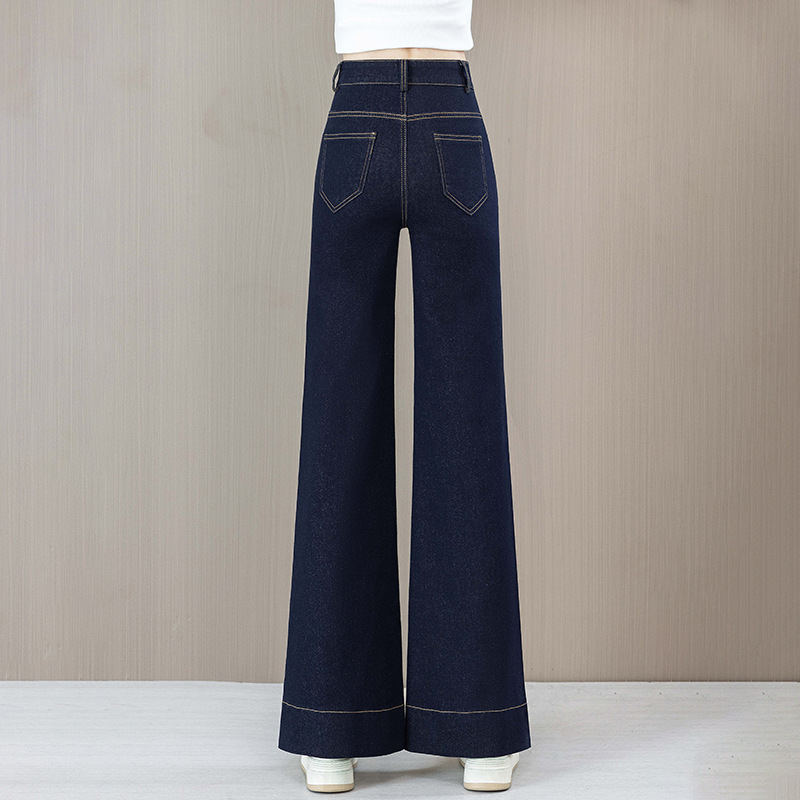 デニムのワイドパンツ春秋ジーンズの新型のハイウエストはやせています。|undefined