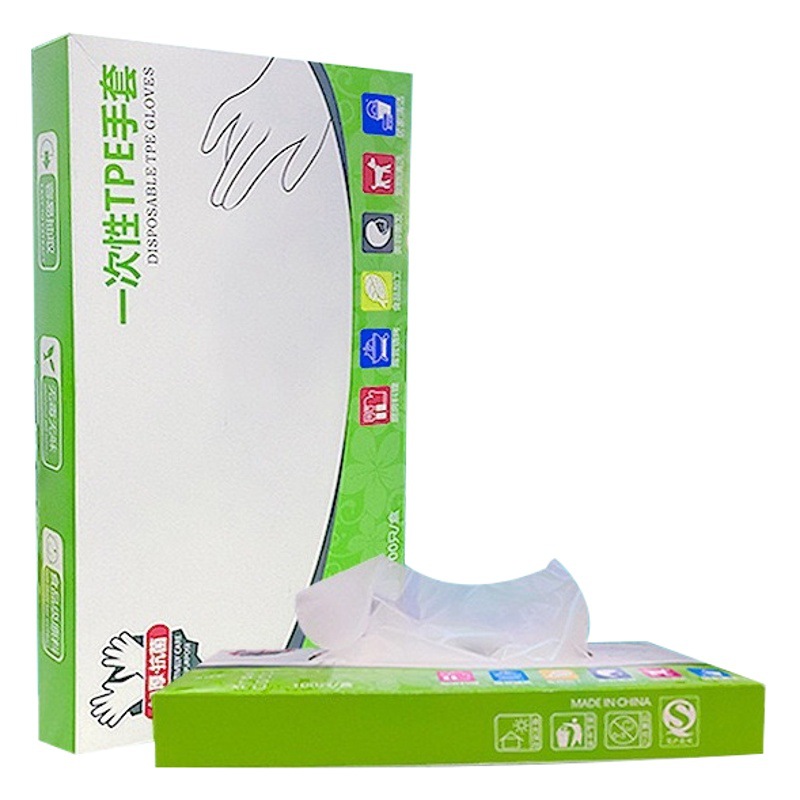 Guantes desechables en caja engrosada GUANTES DE PELÍCULA TRANSPARENTE TPE catering de calidad alimentaria para llevar máscara de mano doméstica