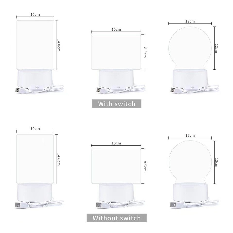 atmósfera de venta cruzada 3D tablero de mensajes luz de noche sueño creativo protección de ojos dormitorio luz de cabecera DIY luz USB transparente