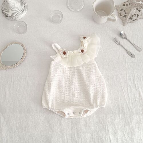 23 new summer products for baby girls, cute and sweet flower suspenders, irregular triangle crawl suits for foreign outings