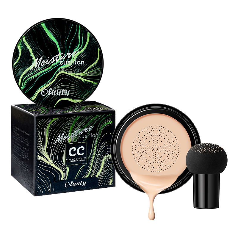 Authentic Mushroom Head Air Cushion Cc Cream, Long-Lasting Waterproof and Sweat-Resistant Concealer Bb Cream with Mirror, Foreign Trade English Cross-Border Hot Product