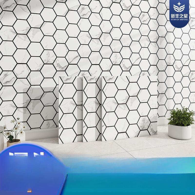 仿瓷砖墙贴白色马赛克客厅背景墙30*30防水防潮墙贴壁纸