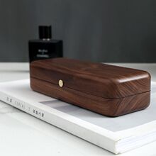 黑胡桃文艺便携眼镜盒实木质复古墨镜首饰收纳盒简约表盒笔盒精致