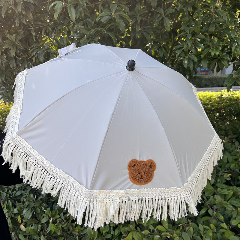 Fashionable Cute Pattern Stroller Umbrella for Moms, Walking Essential Sunshade Umbrella with Princess Lace Embroidery for Baby Stroller