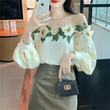 设计感网纱拼接衬衫春装女2025新款重工刺绣花朵衬衣别致漂亮小衫