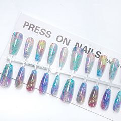 【Jiǎolóng】Factory New Cat-Eye Wearable Nails Candy Color Gradient Fresh and Sweet Cool Prefabricated Nail Completes Wholesale