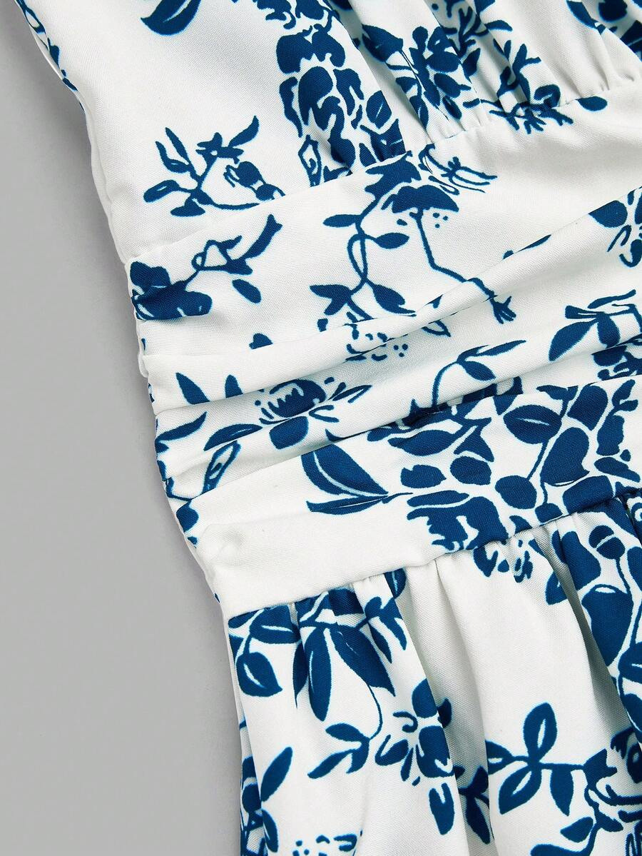 Vestido sin mangas impreso de verano para mujeres, cintura delgada, falda en forma de A, falda de vacaciones europea y americana