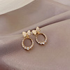 Silver needle, fashionable fresh earrings from pearl, accessory, silver 925 sample, simple and elegant design, wholesale